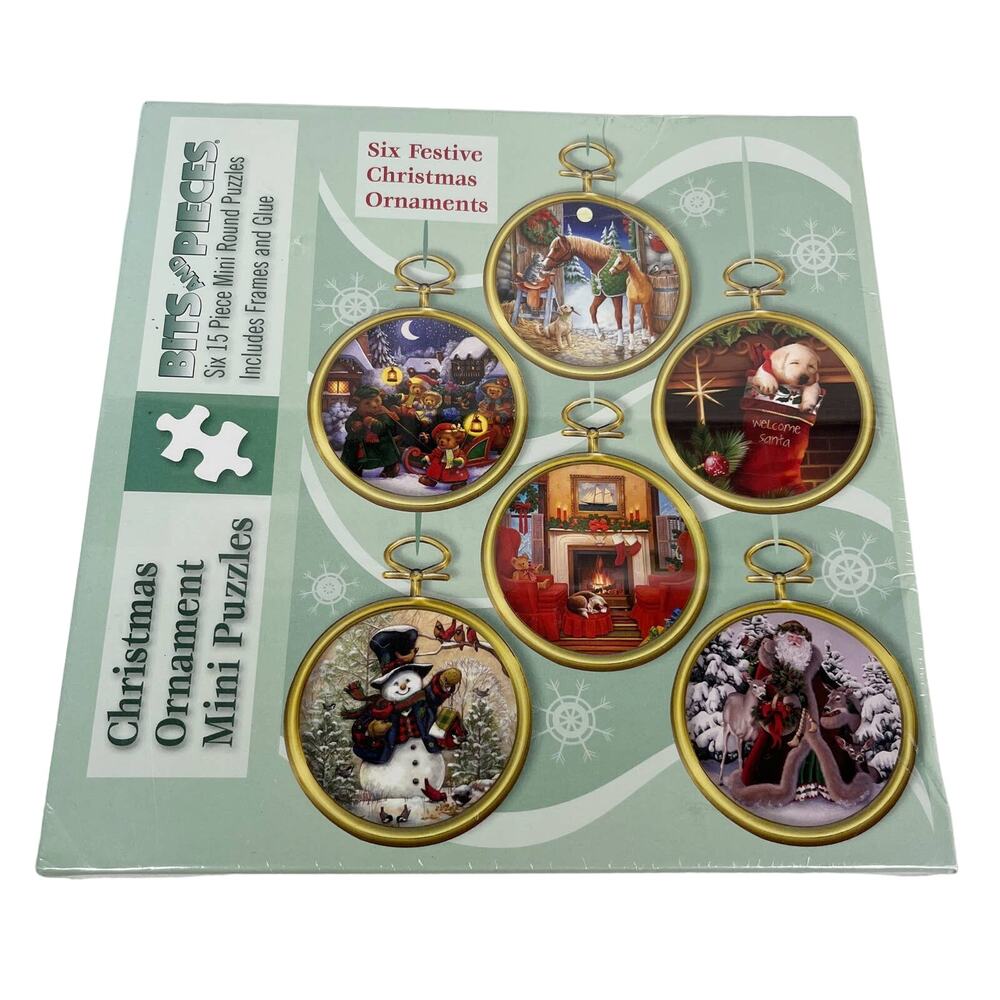 Bits and Pieces Christmas Ornament Mini Puzzles 6 Ornaments New